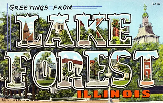 Greetings from Lake Forest post card. Very old.