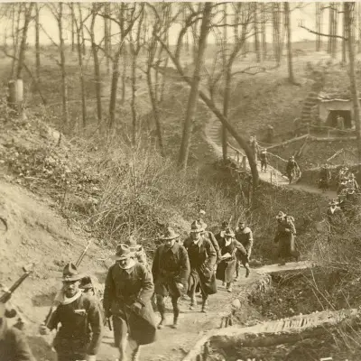 soldiers walking at Fort Sheridan