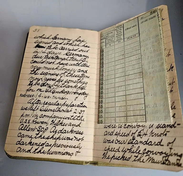 old hand written ledger in bound book